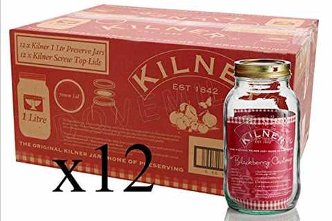 Set of 12 Kilner 1L Screw Top Preserve Preserving Jam Pickle Glass Storage Jar