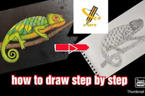 How to draw a chameleon step by step for beginner@marts
