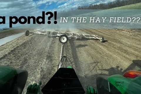 There''s a POND in the HAY Field?! | Seeding & Managing + Harrowing Cattle Pasture Ground |..